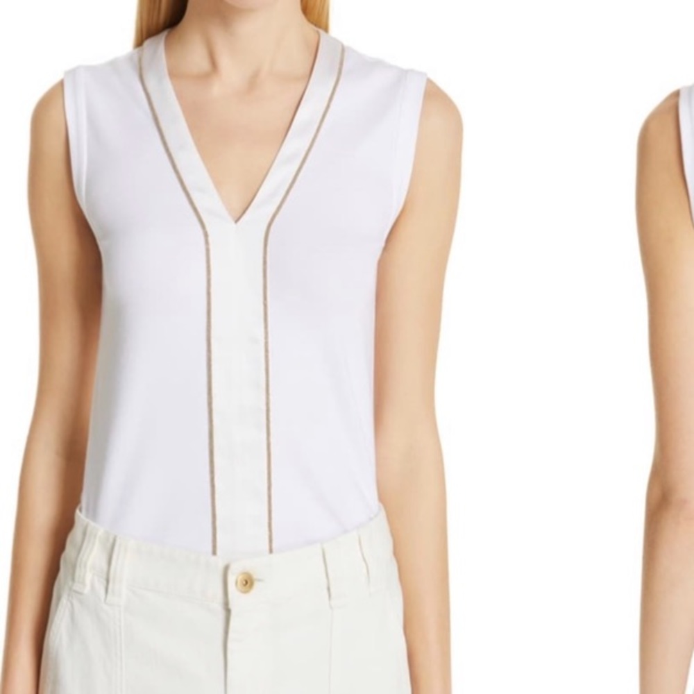Brunello Cucinelli Monili and Satin trim top
